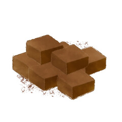 生チョコレートのリアルな水彩風イラスト