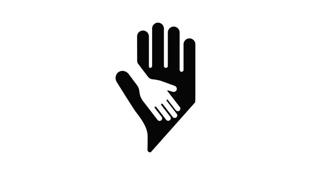 Caring hand icon animation simple best object on white