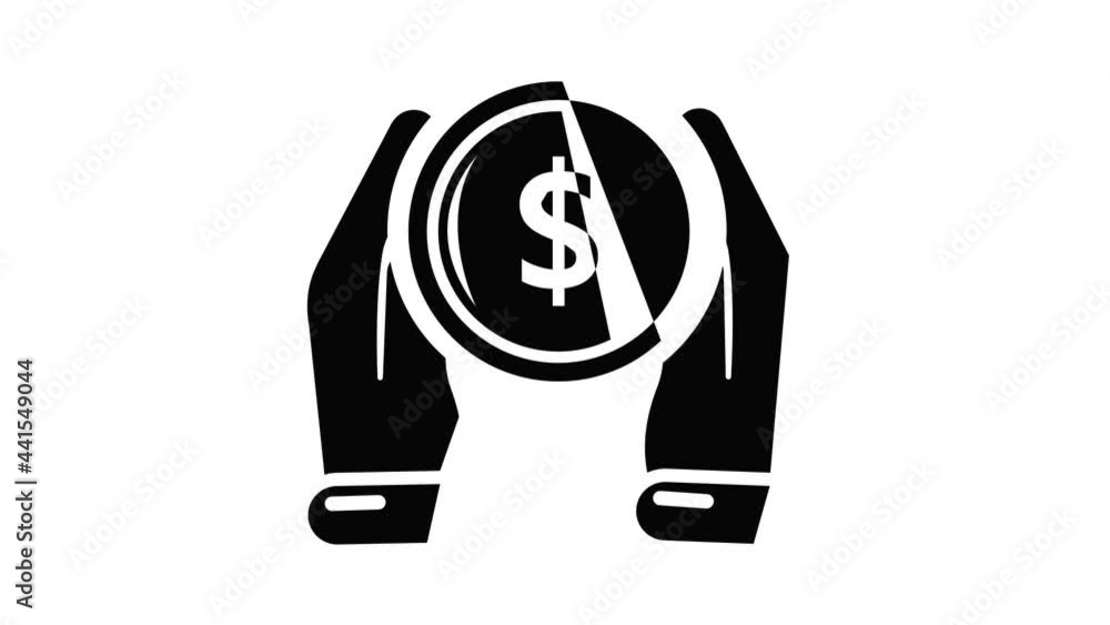Poster hand coin icon animation simple best object on white