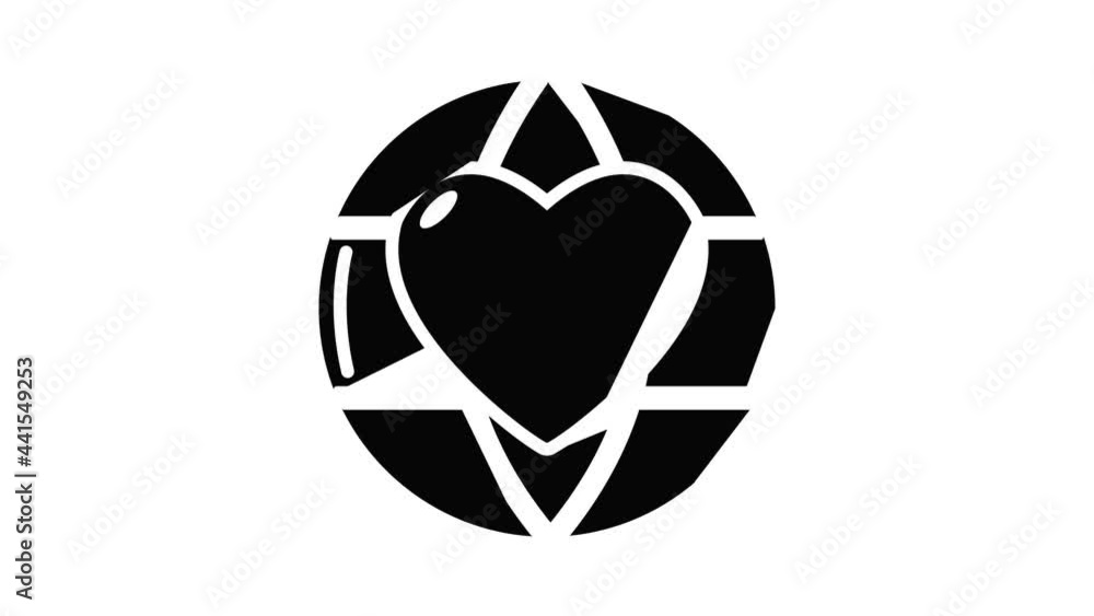 Poster planet heart icon animation simple best object on white
