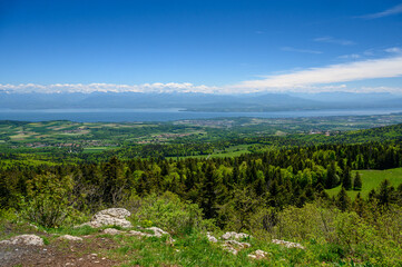 Naklejka premium view of Lake Geneva seen from jura vaudoise
