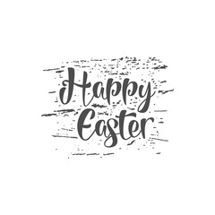 Easter grunge sign - Happy Easter. Easter wish overlay, lettering label design. Retro holiday badge. Hand lettered easter emblem. Isolated blurred background Easter photo overlays design for web print