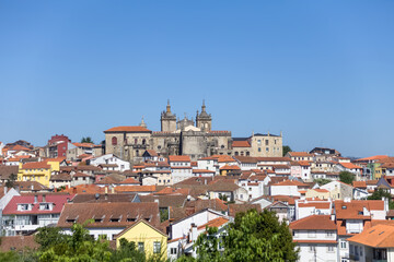 View at the Viseu city, with Cathedral of Viseu on top, Se Cathedral de Viseu, architectural icons of the city - obrazy, fototapety, plakaty