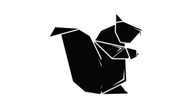 Origami squirrel icon animation simple best object on white
