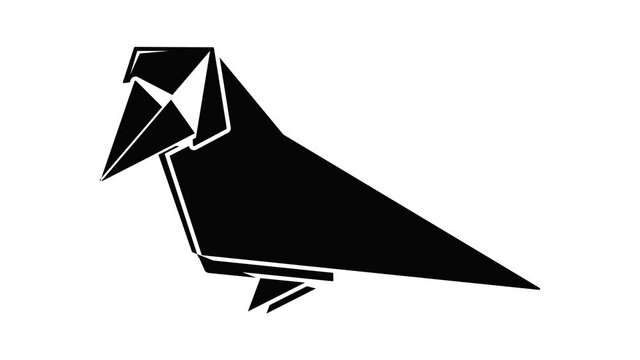 Origami bird icon animation simple best object on white