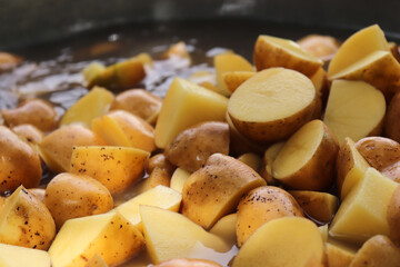 potatoes in a pan