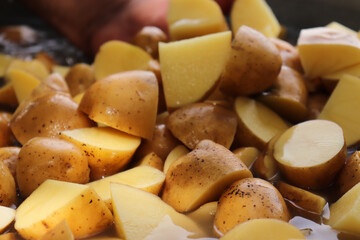 potato  in plate food close up 