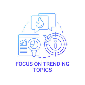 Focus on trending topics concept icon. Viral content abstract idea thin line illustration. Holding consumer interest. Creating better content for audience. Vector isolated outline color drawing