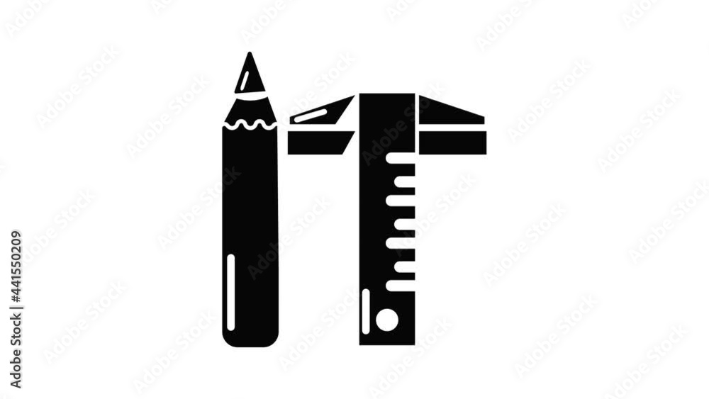 Poster ruler pencil icon animation simple best object on white