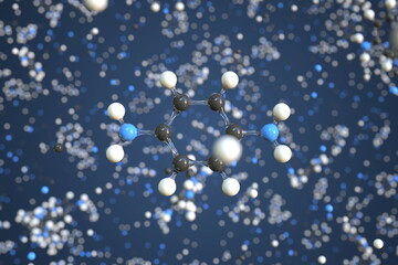 P-phenylenediamine molecule made with balls, conceptual molecular model. Chemical 3d rendering