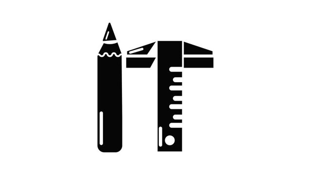 Ruler pencil icon animation simple best object on white
