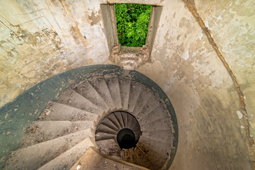 old spiral staircases inside the tower