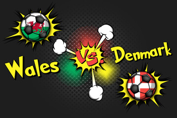 Soccer game Wales vs Denmark