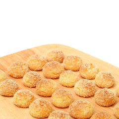 orange snowball cookies on the white background 