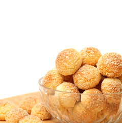 orange snowball cookies on the white background 