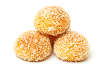orange snowball cookies on the white background 
