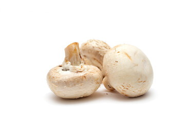 Pile of ripe champignons isolated on white background