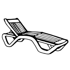 Beach lounger. Vector, black, isolated
