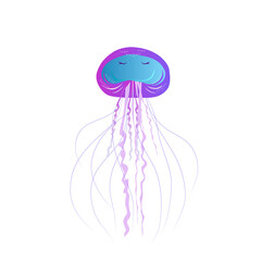 Gradient Magic royal jellyfish with closed eyes, isolated on a white background. Mysterious inhabitants of the underwater world
