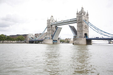 Fototapeta na wymiar tower bridge with the drawbridge up.