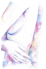 watercolor of beautiful girl. illustration executed by watercolor by hand on paper