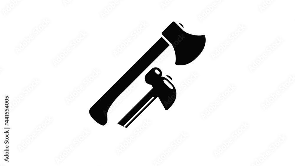 Aufkleber hammer and axe icon animation simple best object on white