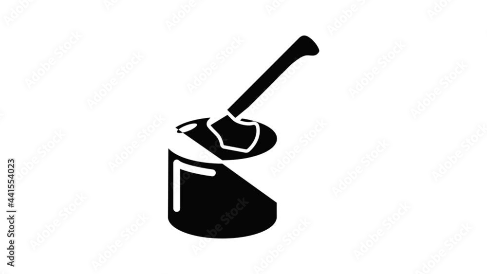 Poster axe in wood icon animation simple best object on white