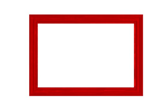 Red wooden picture frame  isolated on a white background