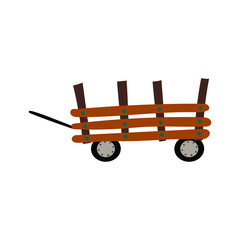 Wooden cart . Trailer for draft animals vector. Vector illustration