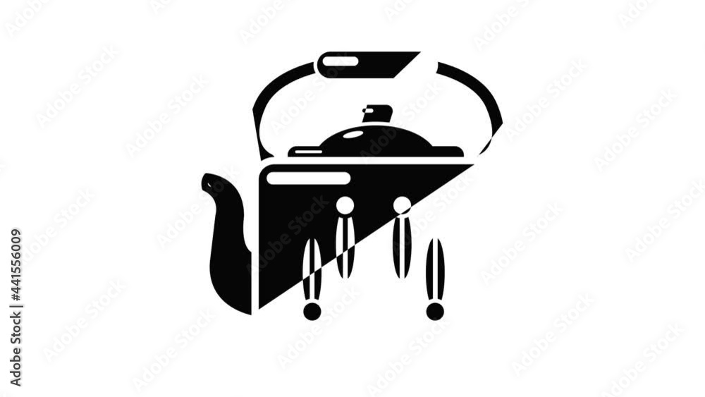 Poster kettle retro icon animation simple best object on white