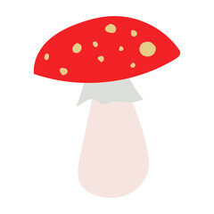 Red mushroom. Amanita isolated. Poisonous Mushroom on white background. . Vector illustration