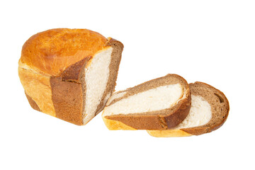Double color bread sliced isolated on the white background
