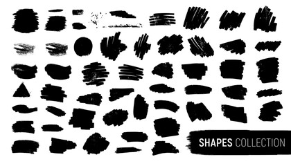 Artistic irregular isolated realistic textured shapes kit.
