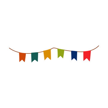 pennants decoration party isolated icon flat design. Vector illustration