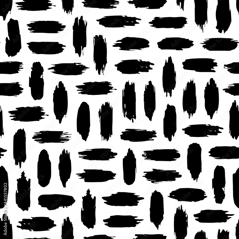 Aufkleber brush grunge seamless pattern. stain hand drawn texture. abstract lines. checkered background. repea