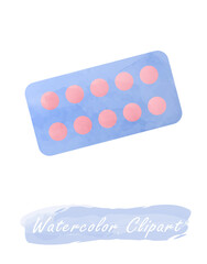 Watercolor tablet health medical cliparts, healthcare clipart, medical illustration, doctor cliparts, quarantine clipart