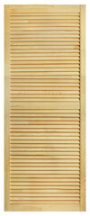 Natural wooden louver door, shutters on the sash isolated on a white background. Wood texture