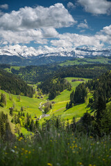 Fototapeta premium Twärengraben in Trub in spring, Emmental