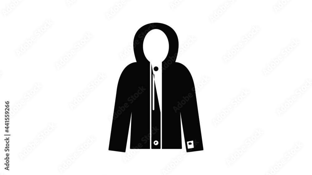 Poster hooded jacket icon animation simple best object on white