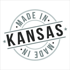 Made in Kansas Stamp Logo Icon Symbol Design. Seal Badge illustration Vector National Product.