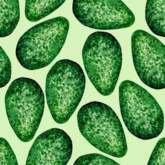 Avocado-Aquarell nahtloses Muster. Avocado-Hintergrund. Lebensmitteltapete © Катерина Тышковская