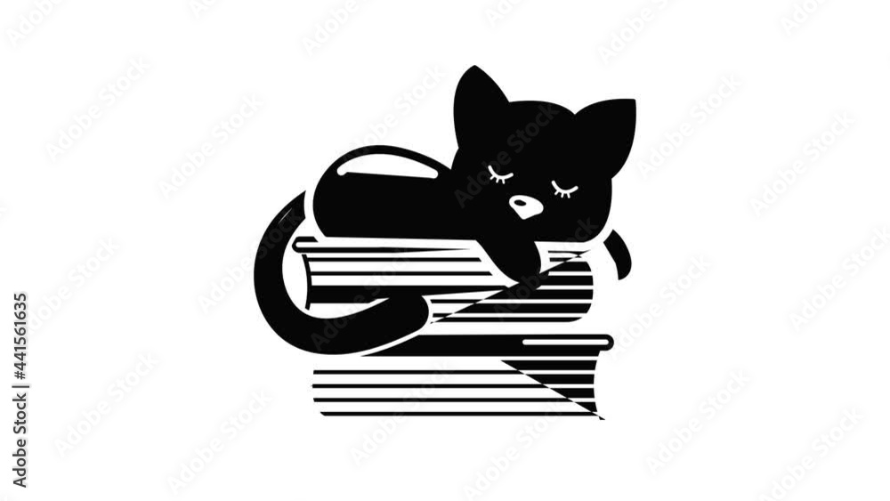 Poster sleeping cat icon animation simple best object on white