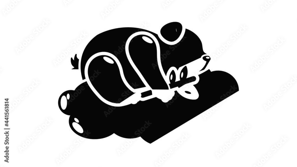 Poster sleeping panda icon animation simple best object on white
