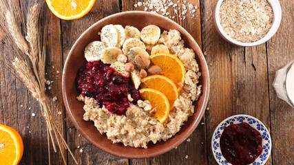 oatmeal porridge with nuts and fruits