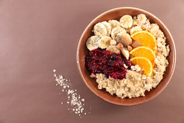 oatmeal porridge with nuts and fruits