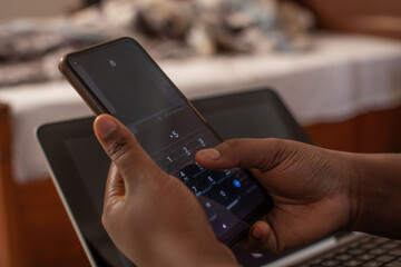 close up of someone entering their phone lock pin