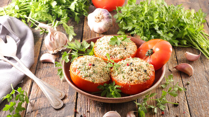 baked tomato with breaded and herbs