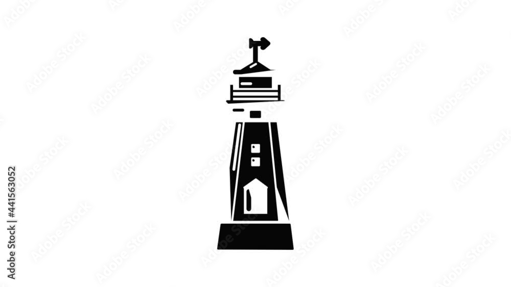 Poster coast tower icon animation simple best object on white