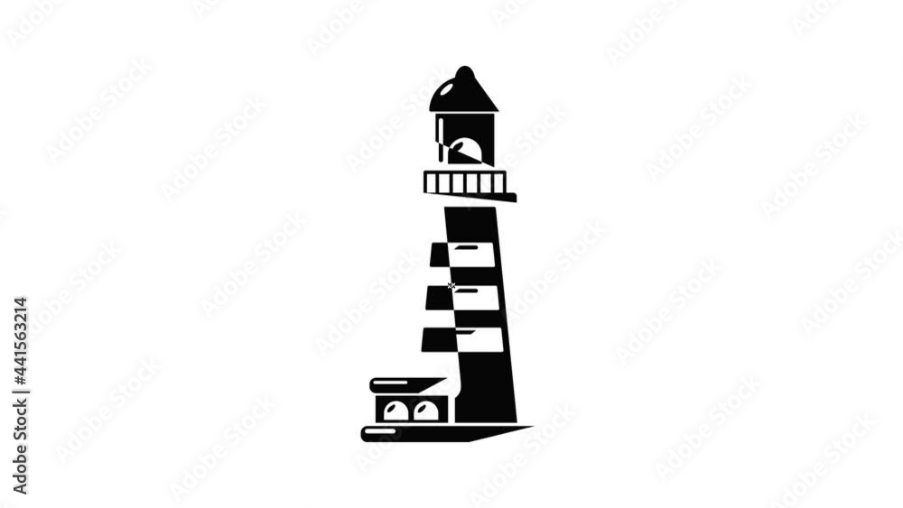 Poster striped lighthouse icon animation simple best object on white