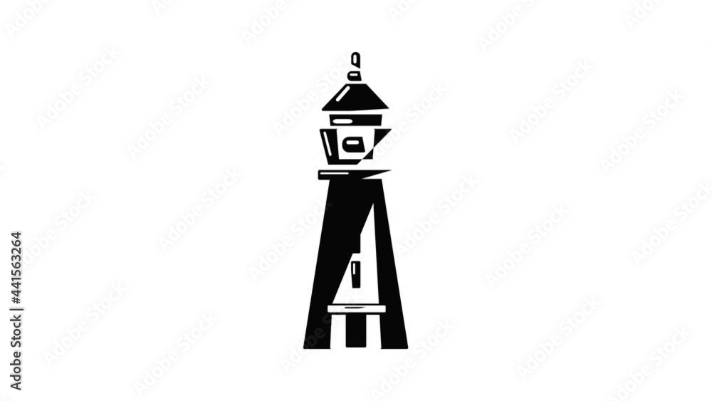 Poster warning tower icon animation simple best object on white